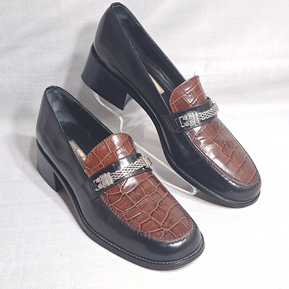 Brighton Dawn Two Tone Croc Leather Loafers Italy Women 9N (IT 3)- Slender Foot